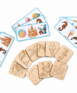 Jeu d'association en bois – Thème de la Mer et des Vacances d'Été sans la support