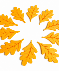 Lot de 10 Petites Feuilles de Chêne Jaunes