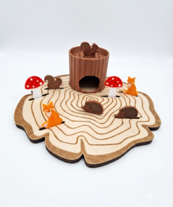 Kit Sensoriel & Éducatif — Tronc d’Arbre & Animaux de la Forêt